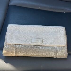 Fossil Beige and Metallic Gold Women's Wallet